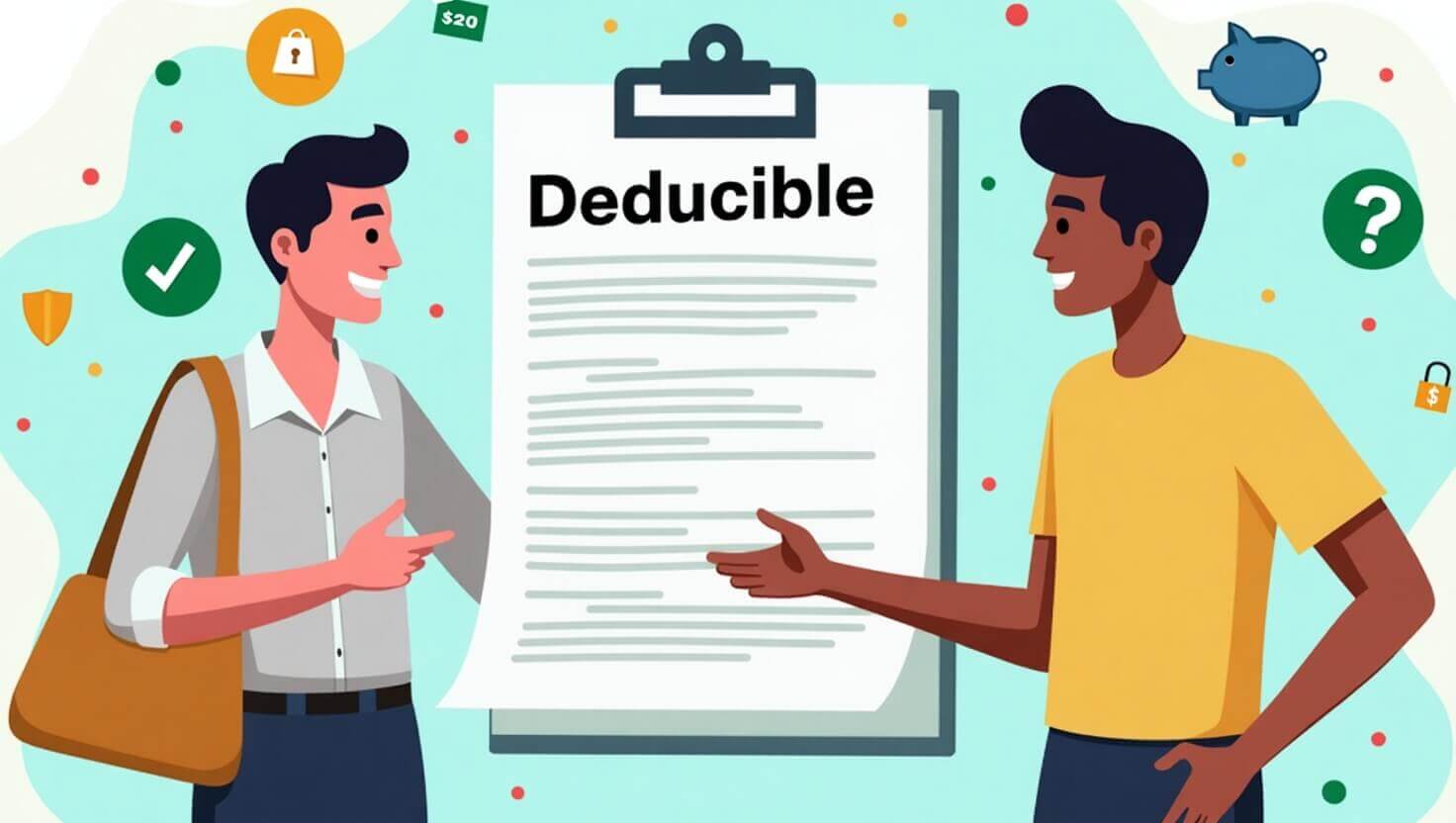 Ilustración de agente explicando qué es un deducible en tu seguro