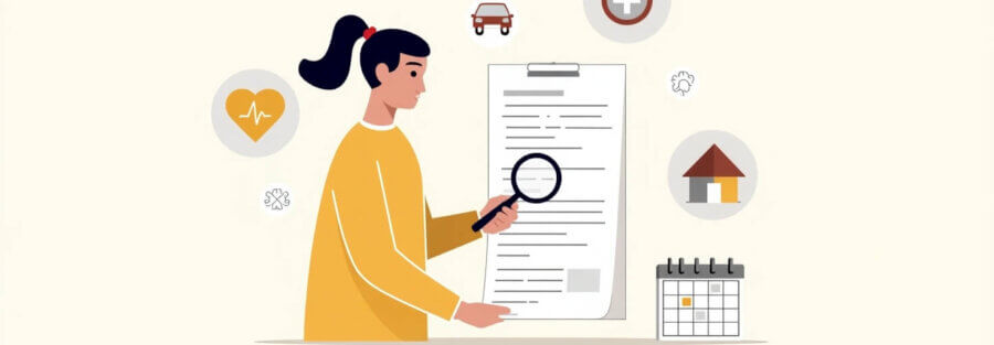 Ilustración de una persona revisando su póliza antes de renovar su seguro