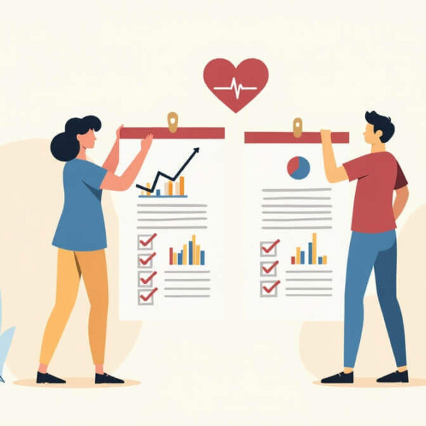 Ilustración digital de pareja mexicana eligiendo el mejor seguro de gastos médicos
