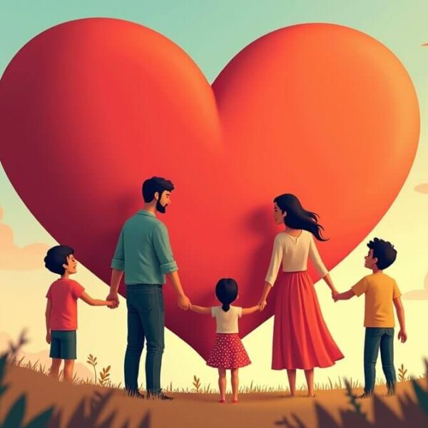 Familia mexicana protegida con un corazón que simboliza la importancia del seguro de vida en México.