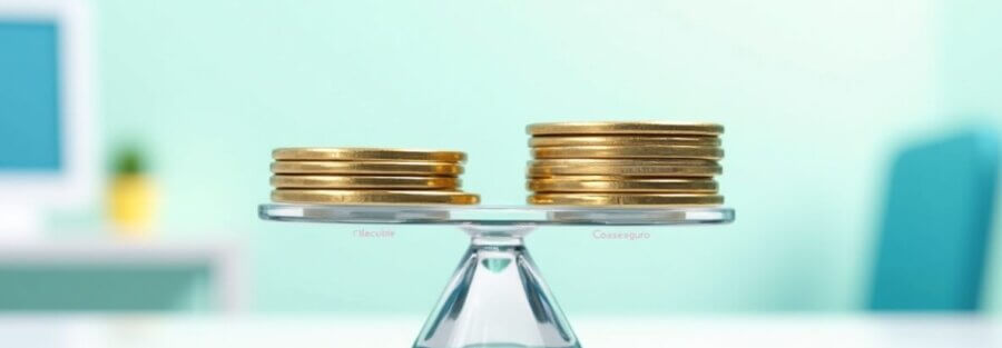 Monedas con las etiquetas Deducible y Coaseguro GMM equilibradas en una balanza, representando la protección financiera.