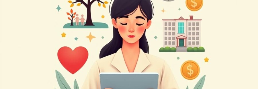 Persona calculando la cobertura ideal de su seguro de vida en México con íconos de familia y estabilidad económica.