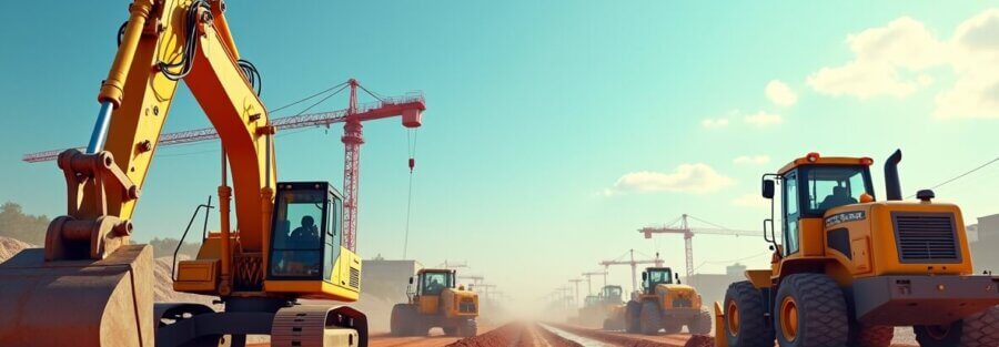 Maquinaria amarilla asegurada trabajando en obra en México, representando protección e inversión segura.