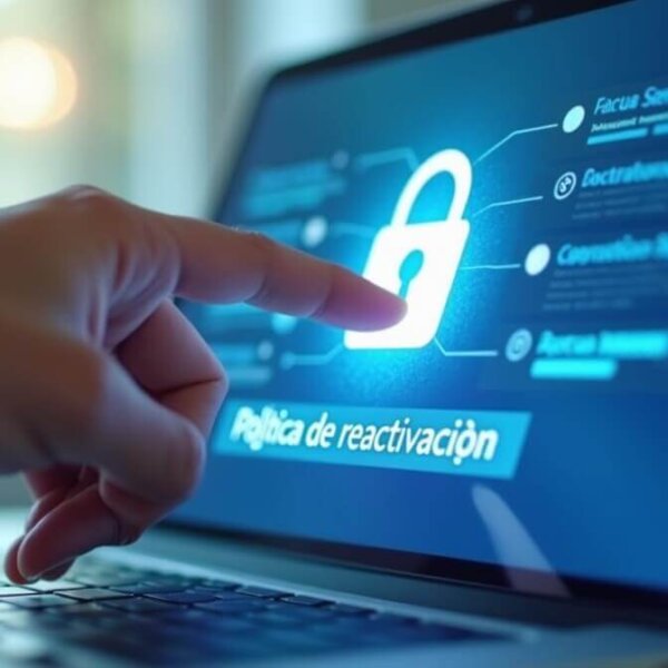 Mano rehabilitando una póliza seguro de vida impago en una computadora, resolviendo una crisis financiera.