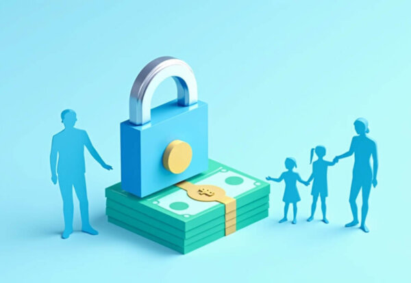 Seguro de vida dotal representado como una pila de dinero protegida, simbolizando el ahorro y la protección financiera para el retiro.